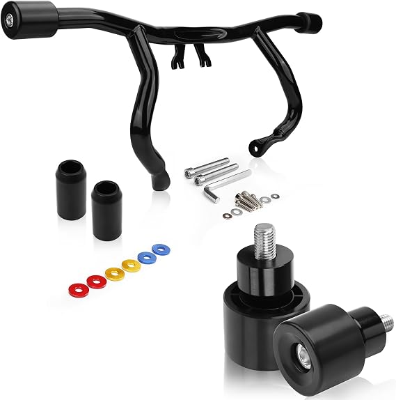 2014-2024 Front Engine Guard Crash Bar Flat Out Bar Rotatable End Slinders compatible with Harley Davidson Touring Street Glide Road Glide Road King Ultra Electra 1-1/4" Pro Highway Black
