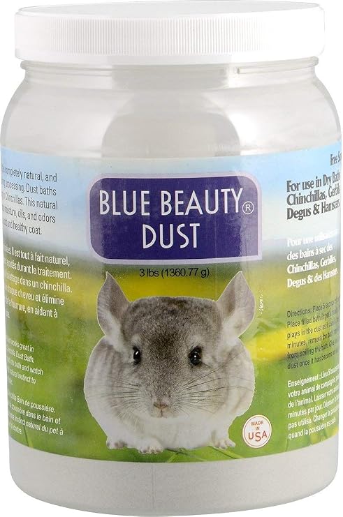 Lixit Blue Beauty Chinchilla Dust Powder - Dry Bath Grooming Dust for Hamsters, Gerbil, Degus, and Small Animals - Made in the USA (3 Pound)