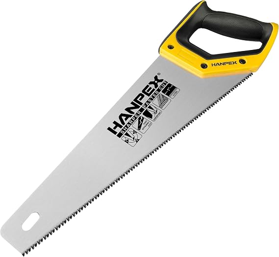 Hanpex 350mm (14inch) Pro Hand Saw, 11 TPI Fine-Cut Handsaw - Sharp Manual Saw Idea for Cutting Wood, Sawing, Gardening, Trimming, Plastic Pipe, Drywall