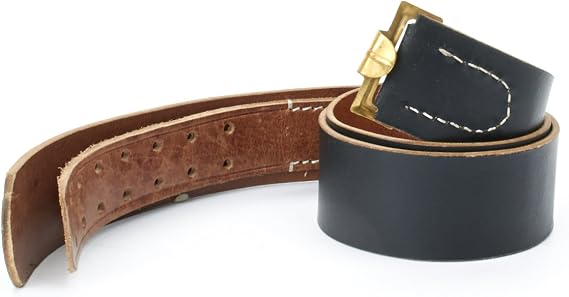 German WWII Wehrmacht Black Leather Equipment Belt- Size 36-40 (91-101cm)