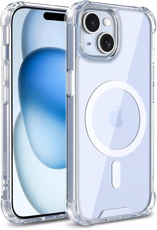Minesk iPhone 12 -12 Pro için MagShield Serisi MagSafe ile Uyumlu Köşe Korumalı Şeffaf Hybrid Kılıf Ultra Güçlü Manyetik Çember ve Kristal Berraklığında Materyal Premium Kalite Kılıf (12 - 12 Pro)