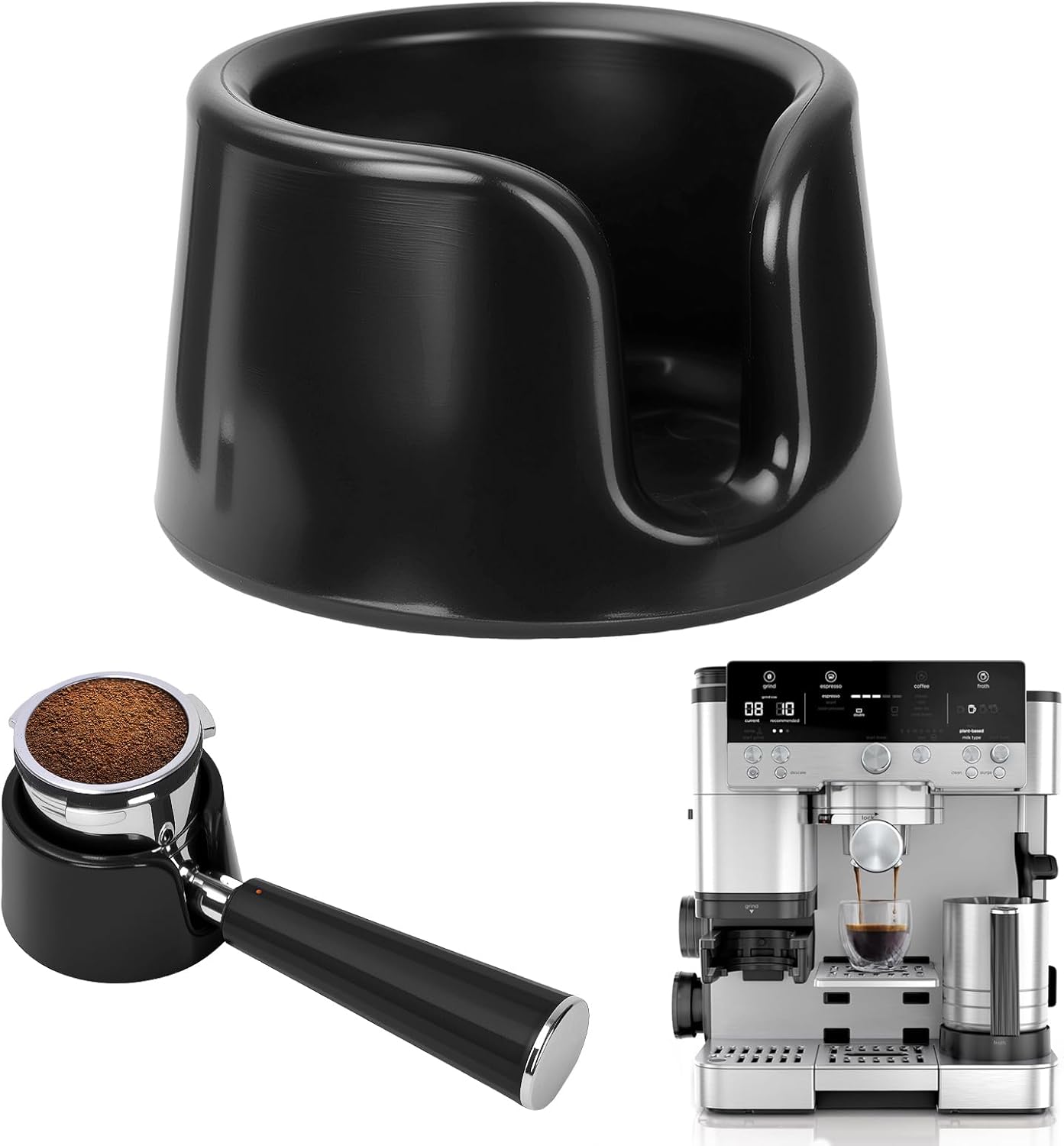 Coffee Tamper Base for Ninja Luxe Cafe Espresso Machine ES601 – Compatible Ninja Cafe Luxe Handheld Portafilter Holder Support Stand - Tamping Stability Anti-Slip ABS Base ES701 Accessories