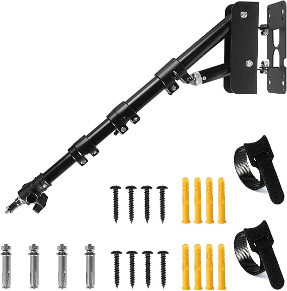 Fotoconic Wall Mount Triangle Boom Arm Light Stand 43.3inch/110cm, Ring Light Support 180 Flexible Rotation for Studio Video Light, Strobe, Photography, Softbox, Reflector