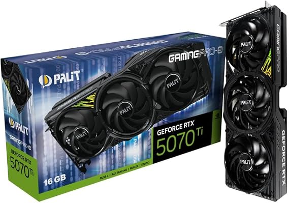 Palit Rtx5070 Ti Gamingpro-S, Pcie5, 16Gb Ddr7, Hdmi, 3 Dp, 2452Mhz Clock, Rgb Lighting