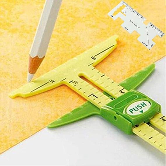 HONEYSEW 5-in-1 Sliding Gauge Measuring Sewing Tool with Free Seam Gauge Ruler