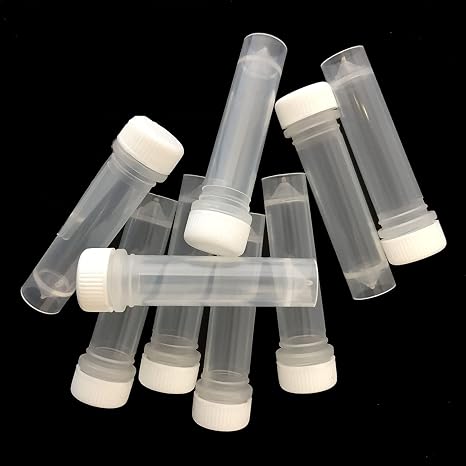 100 x 2ml Plastic Test Tube Vial Container White Screw Cap with O Ring seal