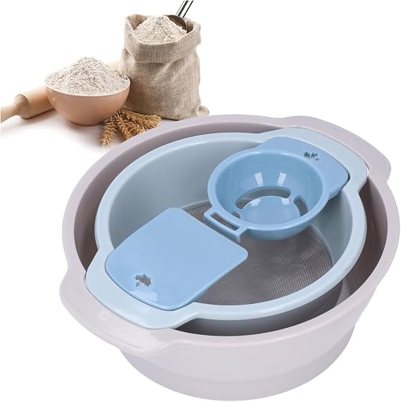 Cocoarm 4Pcs Pollen Sieve Set Screen Flour Sieve Set Stackable Design Lightweight Trimming Tray with Mesh for Kitchen Baking,, Cocoarm82hm6q7fci