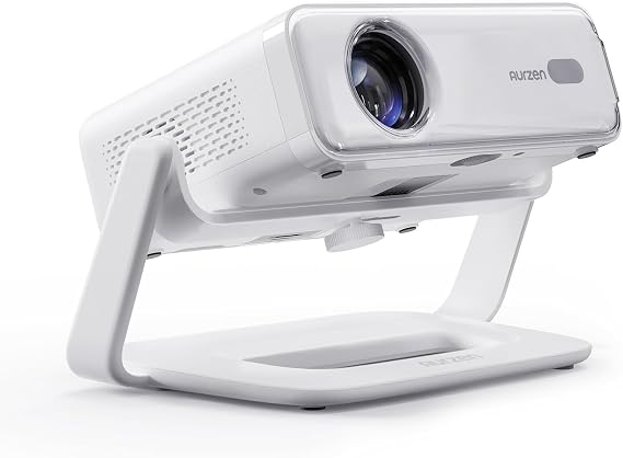 Aurzen Projector Stand, 180° Rotation, Load Capacity 11.0 lbs 5 kg, Angle Adjustment Stability, Ceiling Wall Projection, Compatible with Small Projector Tie, Lightweight, Height Adjustment, 1/4" Screw, Projector Stand, Compatible with Projector Stand, White