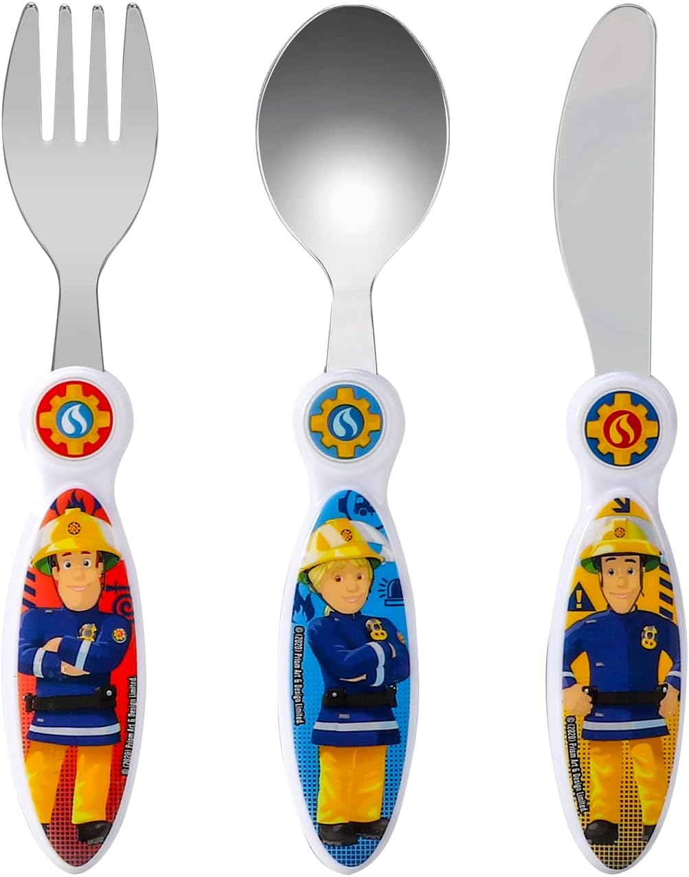 Fireman Sam Children's Kids 3pcs Cutlery Set - KnifeForkSpoon