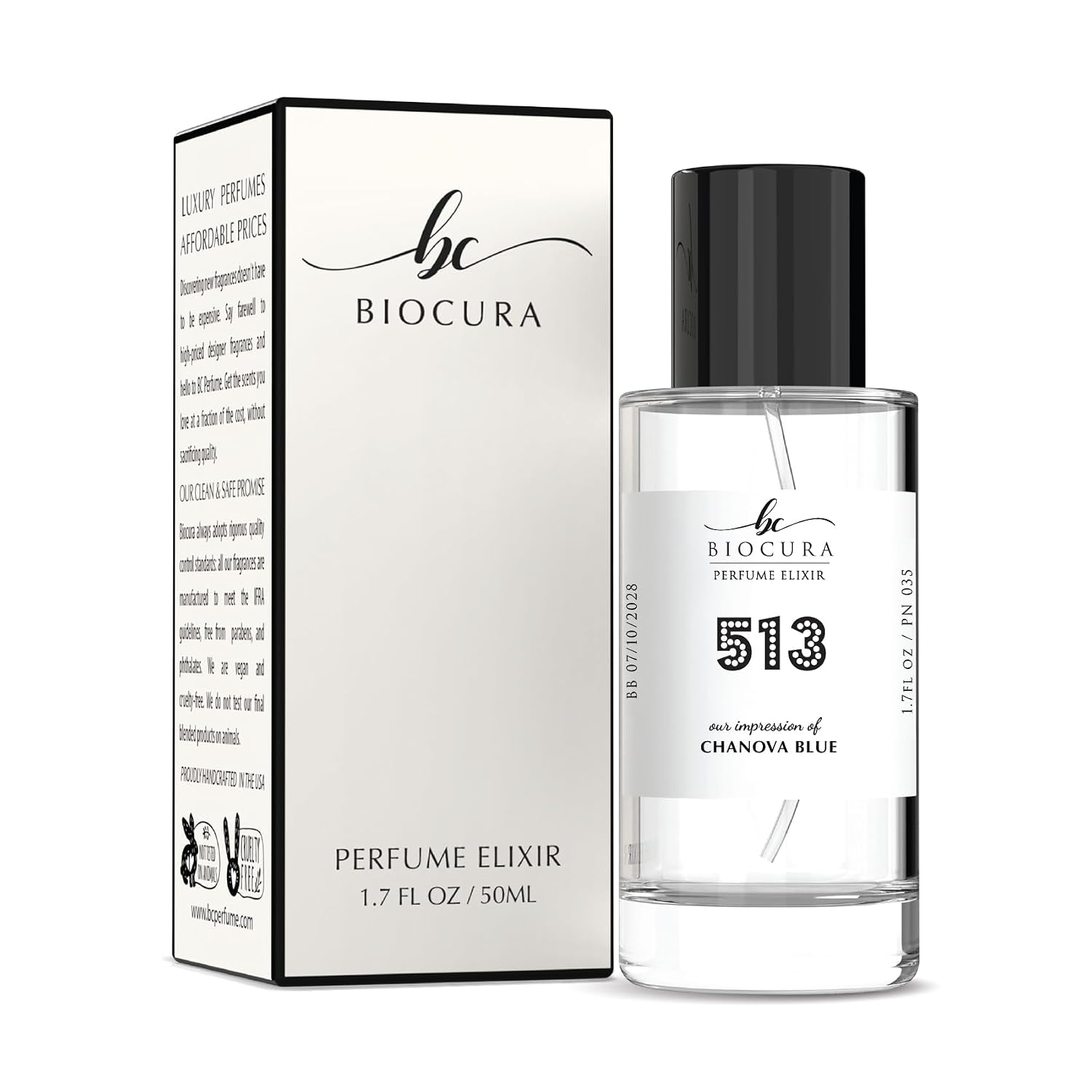 BC Perfume 513 Inspired by Chanova Blue For Men Eau de Parfum Spray Bottle 1.7 Fl Oz50ml-X1