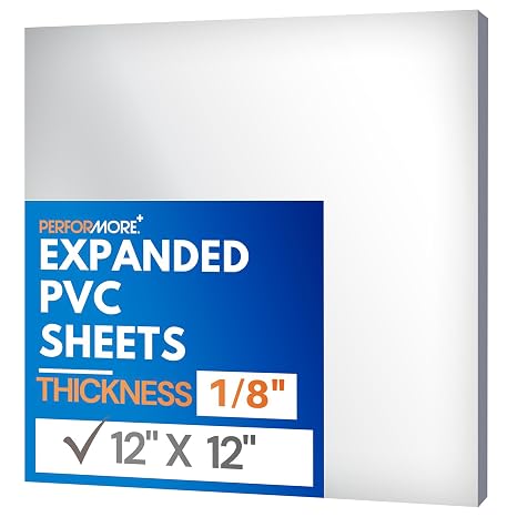 Expanded PVC Sheet Lightweight Rigid Foam 3mm (1/8 inch) 12 x 12 inches White Ideal for Signage, Displays, and Digital/Screen Printing