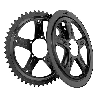 BAFANG Chainring for Mid Drive Kit : 44T Compatible with BBS02 BBS02 48V 750W 500W 350W 250W Electric Bike Mid Drive Conversion - 6.5mm Offset - with Chain Guard