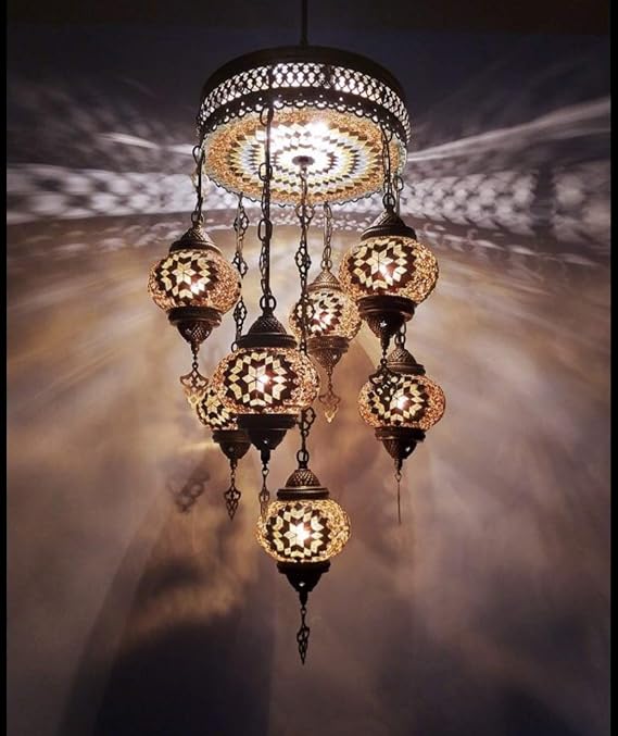 Customizable Turkish Moroccan Mosaic Ceiling, Mosaic Chandelier, Mosaic Lamp, Hanging Pendant Chandelier, Light, Lighting, Home Decor, Turkish Light