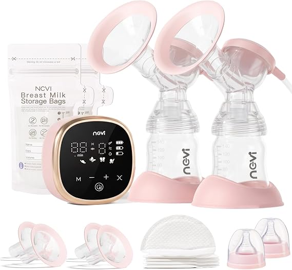 NCVI Double Electric Breast Pump - Ultra-Quiet and Pain Free Pink