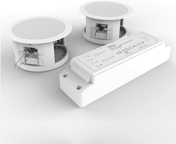 Ceiling Bluetooth Speakers Complete Kit - Easy To Install Ceiling Speakers Fit in Existing Downlight Cut-Out Easy To Pair Bluetooth White
