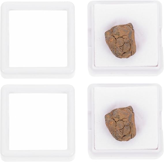 VILLCASE 2pcs Meteorite Specimen with Box, Authentic Real Meteorite Litho Siderite Sample, Irregular Meteorite Natural Specimen Science Teaching Material