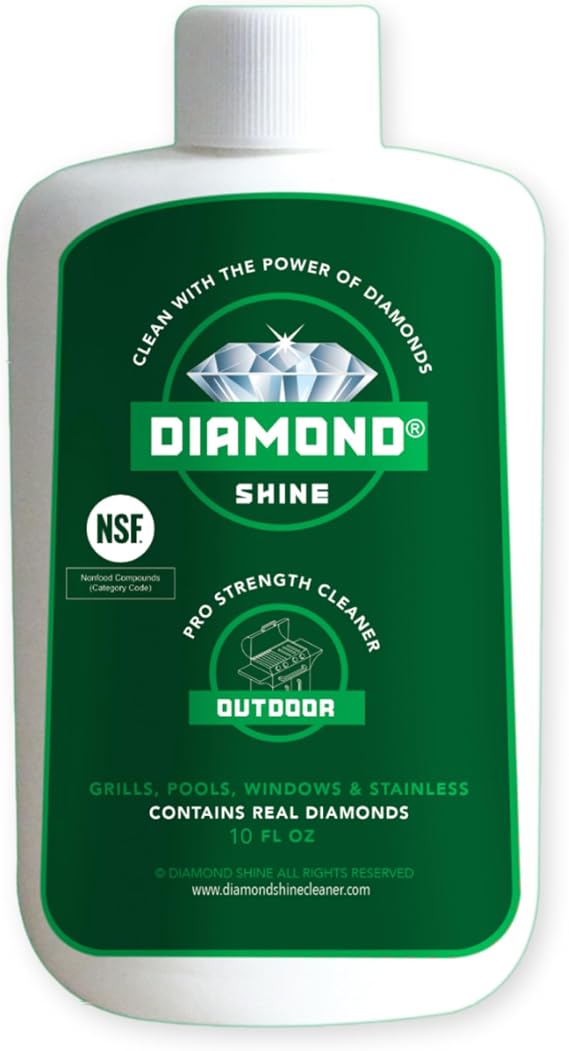 Diamond Shine Grill Cleaner, 10oz Diamond-Infused Formula Removes Char, Grease, Rust, Calcium & Lime from Grates, Racks, Pits & Stainless Steel