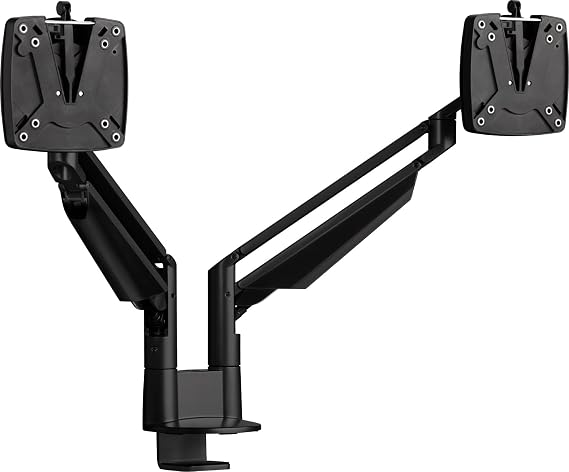 Novus CLU Duo Monitor Arm, Easily Align 2 Monitors, Adjustable for Comfortable Ergonomic Viewing, Gas Spring Stay-Put Positioning, Fast Installation with 3-in-1 Mount, Black