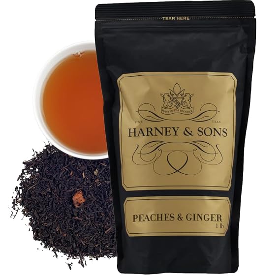 Harney & Sons Peaches & Ginger Loose Leaf Black Tea, 16 oz
