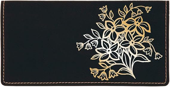 CAROUSELCHECKS Spring Flowers Laser Engraved Leatherette Checkbook Cover