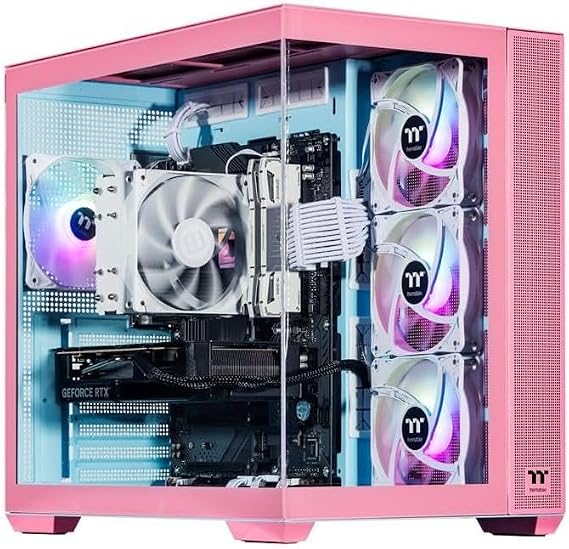 Velztorm Pink Fultix Prebuilt Gaming PC (AMD Ryzen 5-5500, GeForce RTX 5070, 32GB DDR4, 1TB PCIe SSD, RGB Fans, 750W PSU, WiFi 5, Bluetooth 5.0, RJ-45, 1 Display Port, HDMI, Win 11 Pro)