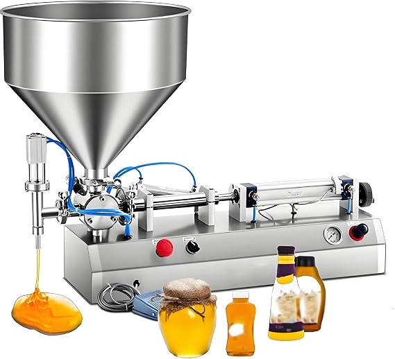 Horizontal Pneumatic Paste Filling Machine,Semi-Automatic Cream Filling Machine,Piston Shampoo Filler,Fillings Accuracy ±0.5%,for Oil,Cream,Lotion,Honey & Butter 500ml
