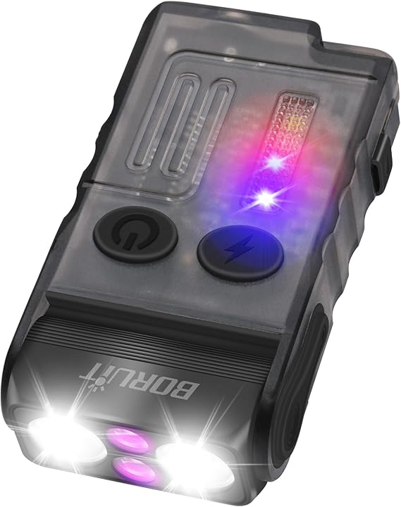 BORUIT V20 Small Flashlight with Clip, Magnetic, 180 Swivel