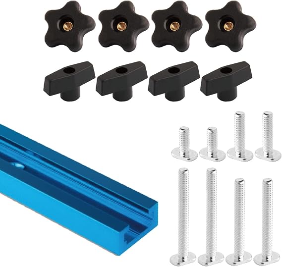 POWERTEC 71170 17-Piece Universal T-Track Kit w/ 48-Inch T Track and 16-piece 5/16"-18 Hardware kit