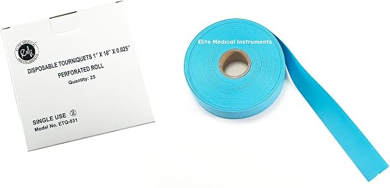 EMI Disposable Tourniquet Perforated Roll 1" x 18" Latex-Free - Blue - Pack of 25