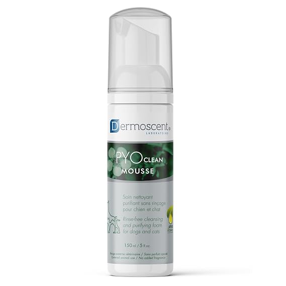 Dermoscent PYOclean Mousse Rinse-Free Purifying Cleanser for Dogs and Cats | Gentle Care for Pets with Skin Balance Issues | 150ml
