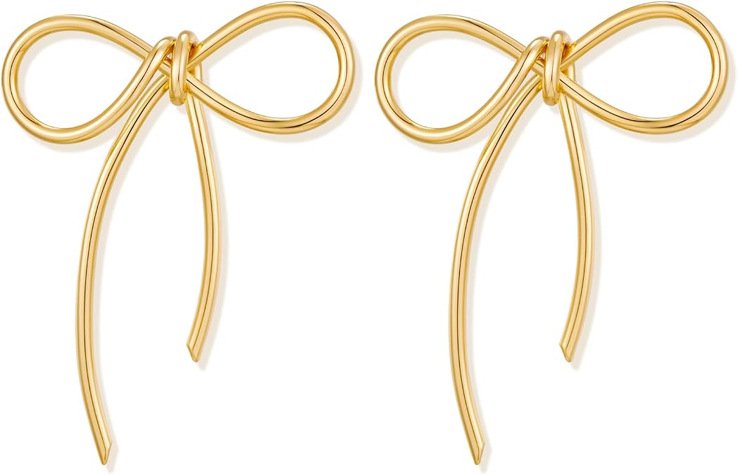 Gold Bow Stud Earrings for Women Statement Bow Stud Earrings