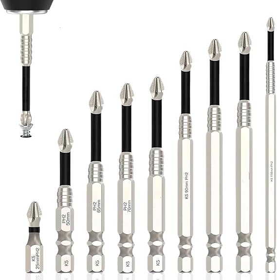 High Magnetic Screwdriver Bits, High Magnetic Screwdriver Drill Bit Set, K5 Anti Slip Bit, K5 Impact Resistant Non Slip Bit, Anti Slips Ph2 Impact Driver Set, Universal (1, B)