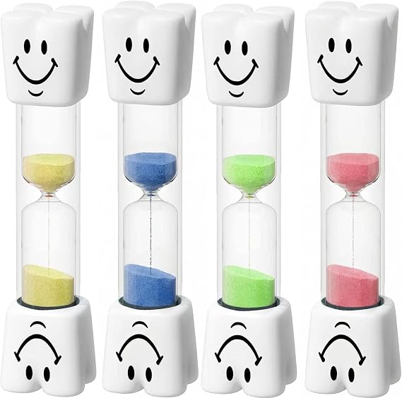 4Pcs Hourglass, Toothbrush Timer Funny Multi Coloured 3 Minute Sand Timer & Hourglass for Brushing Teeth