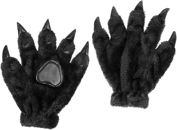 Halloween Costume Claw Gloves Adults Teens Animal Paw Gloves Hairy Dinosaur Cat Wolf Furry Mittens Party Gloves