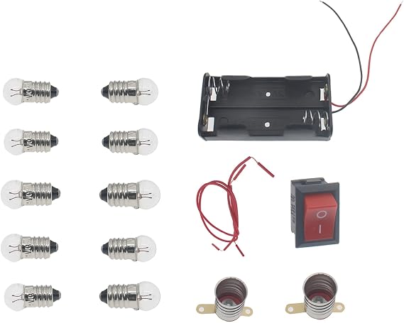 1set Electrical Circuit Experiment Kit Black DIY Physics Electric Circuit Learning Starter Kit (Bulb Rated Voltage: 2.5V)
