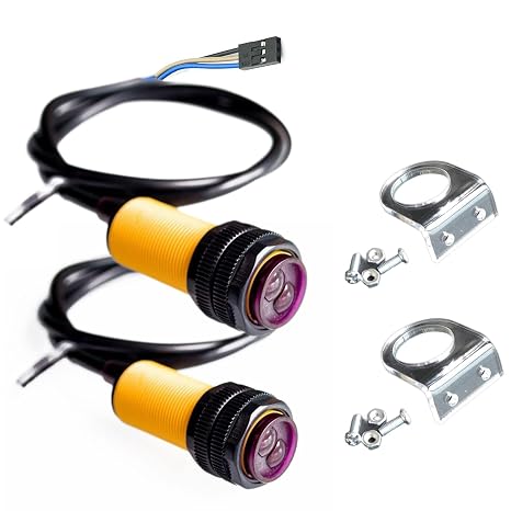 WWZMDiB 2 Pcs M18 Photoelectric Sensor NPN NO 3-80cm with Fixed Shell E18-D80NK Proximity Sensor