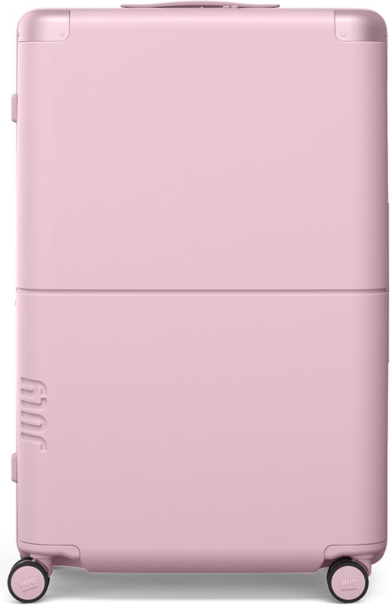 July Checked Plus Expandable Suitcase, Airline Approved, 28.75", Blush Pink