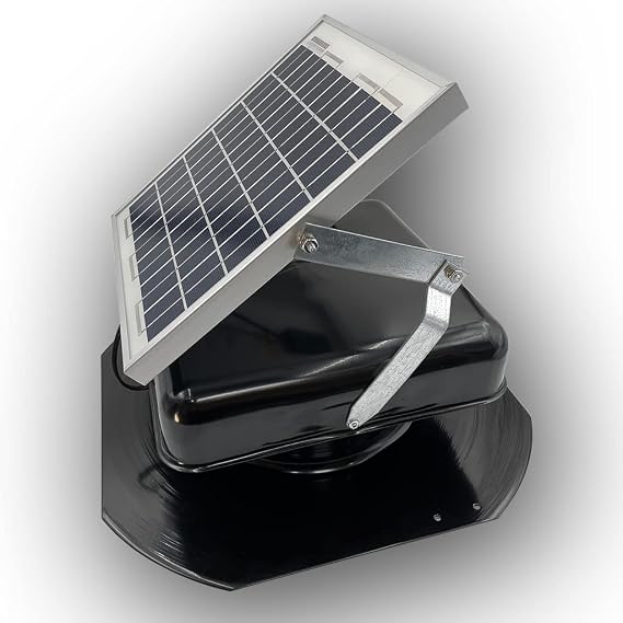Solar Mega RoofBlaster 2.0 with Black Vent (Adjustable Solar Panel Mount) | Solar Attic Vent | Solar Roof Vent | Solar Roof Attic Fan | New & Improved Design
