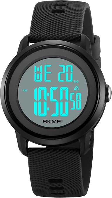 CakCity Digital Sports Watch for Women Men | 5ATM water resistance, rubber strap, chronograph function, luminescent display, alarm, EL backlight, countdown