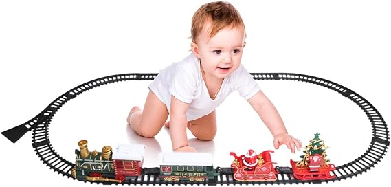 Train Set | Christmas Locomotive Toy | Multi-Sensory Excitement Interactive Cargo Car Toy, Christmas Fun Model Railway for Kids with Lights and Sounds, Under Christmas Tree