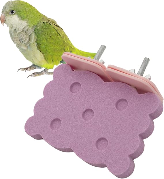 Bird Perch Stand for Parrots Natural Ceramic Grinding Stick for Beak, A Safe, Non-Shedding Chewing and Claw-Trimming Perch for Parrots (Pink, Medium Size)