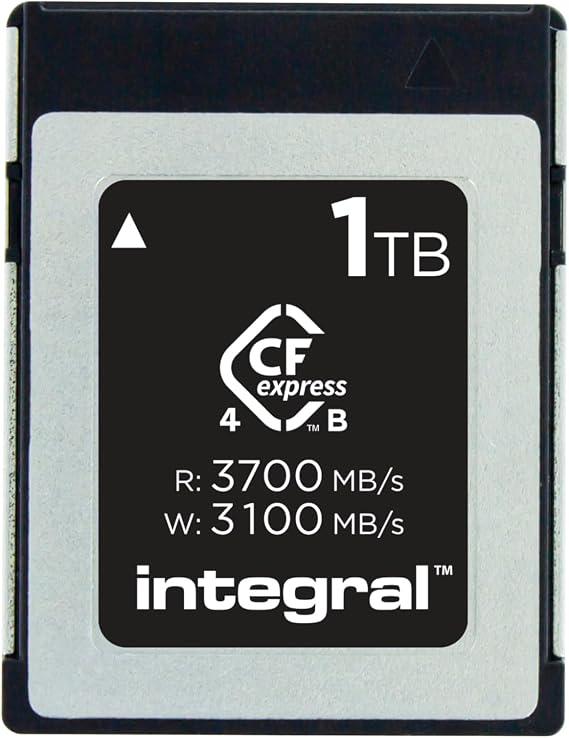 Integral Studio Grade CFexpress 4.0 Type B 1TB Memory Card - 4K, 6K, 8K and Beyond RAW - 3700MB/s Read, 3100MB/s Write and 1600MB/s Sustained - Designed for Advanced Cinematic and DSLR Cameras