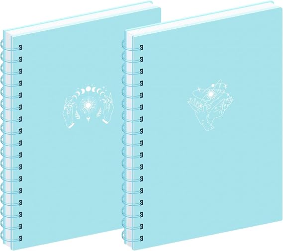MGGAO 2 Pack Spiral Notebook, A5 Aesthetic Notebooks for Women, College Ruled Notebook, 160 Pages, Office School Supplies Gift