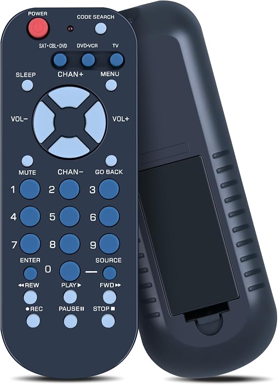 3-Device Palm-Sized Universal Remote Control for RCA, RCR503BE Replacement for Most Major Remote Brands TV, DVD or VCR, Satellite Receiver, Cable Box, Digital TV Converter