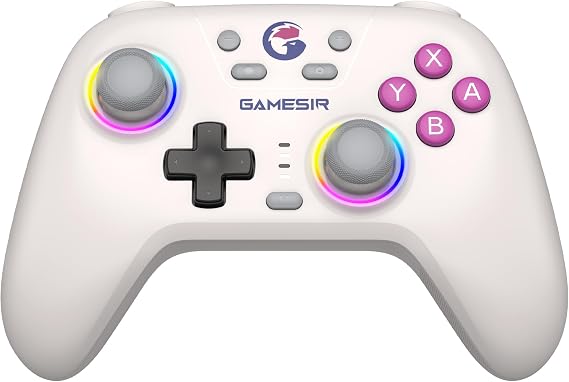 GameSir Nova Wireless Switch Pro Controller for Switch/Lite/OLED Switch Controller with Hall Effect JoySticks RGB LED Turbo Programmable Motion Control Wake Up Function (White)