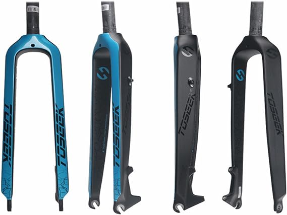 High Strength Full Carbon Fiber 26/27.5/29" Rigid Disc Brake MTB Fork 28.6mm Threadless Straight Tube 1-1/8" Superlight Mountain Bike Front Forks for Mountain Bike Bike Accessory,Blue,27.5