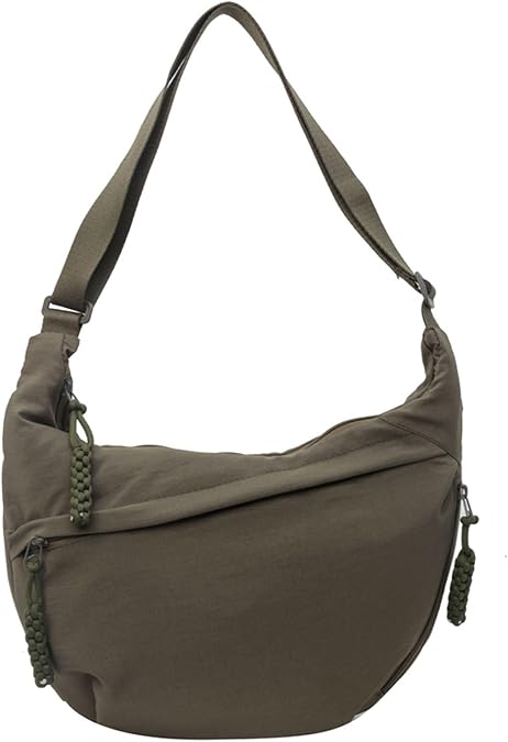 Nylon Crescent Crossbody Bag for Women Casual Hobo Shoulder Handbag Dumpling Purse with Adjustable Strap