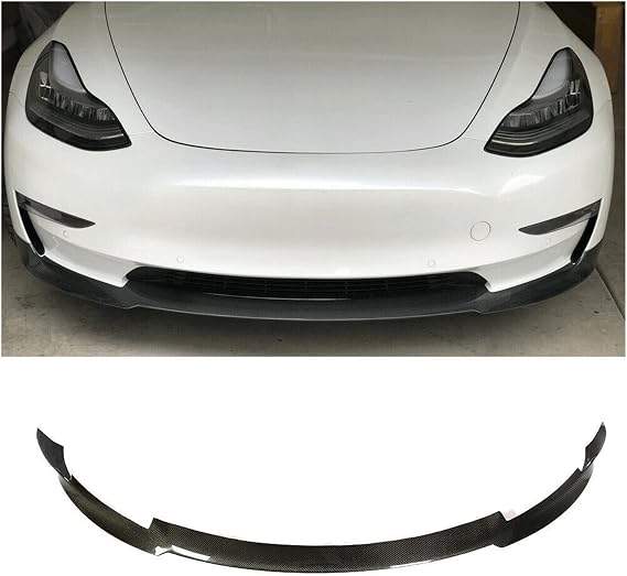 Car Front Bumper Lip Spoiler Long Distance Front Lip Gloss/matte Carbon Fiber, Compatible For Tesla Model 3 Base Sedan 2016-2018 (Color : Gloss Carbon)