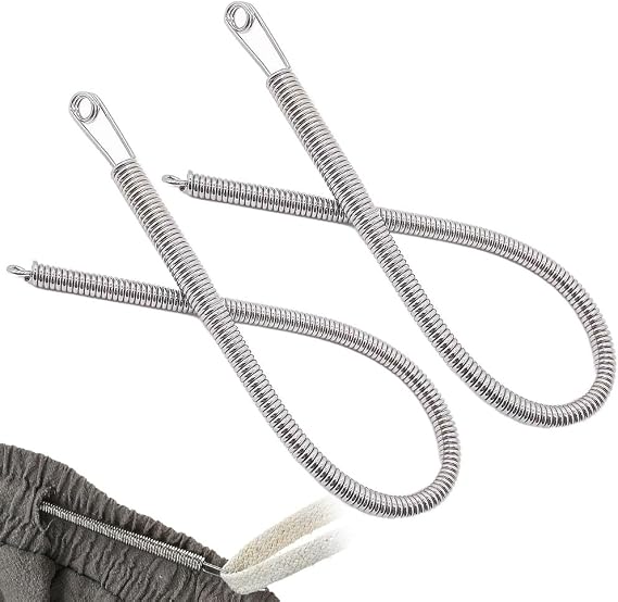 Spring Drawstring Needle Threader,2024 New DIY Rope Threader Clip,Drawstrings Replacement with Easy Threaders,Drawstring Threader Tool Set,for Drawstring Replacement for Hoodies,Pants (2 PCS)