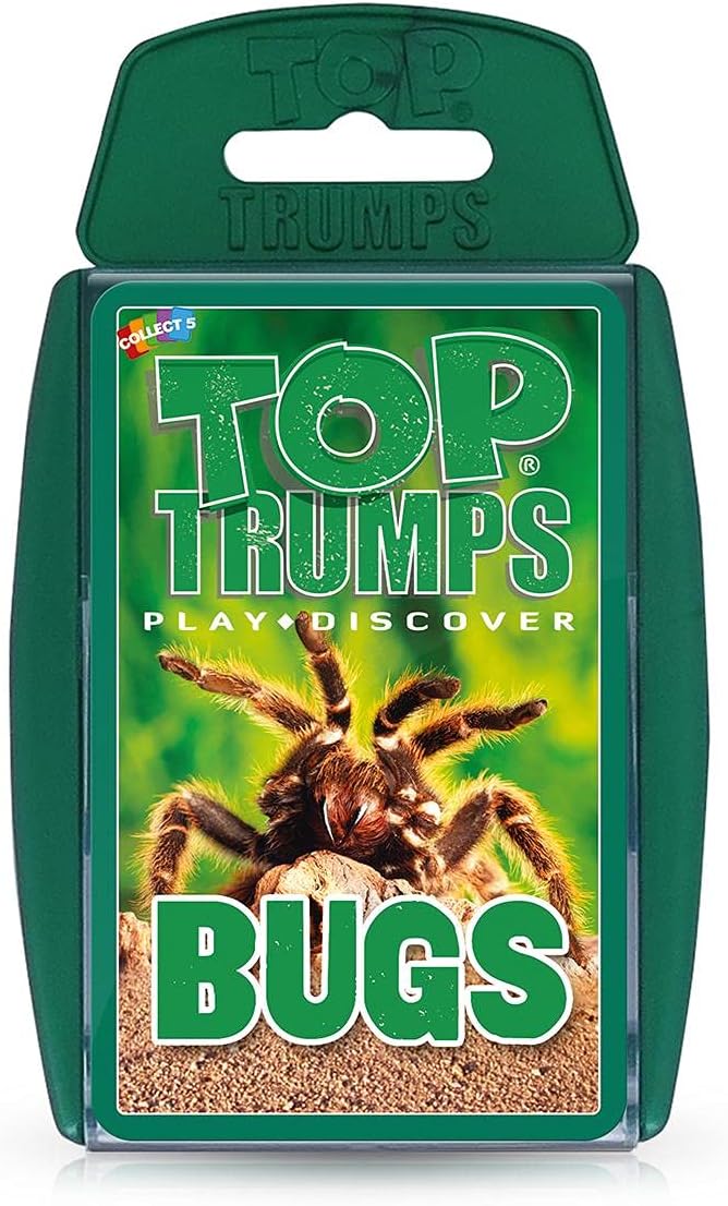 Top Trumps Bugs Classic Card Game, learn facts about the Black Widow, furry Tarantula, Praying Mantis and the Ladybird in this educational packed game, gift and toy for boys and girls aged 6 plus